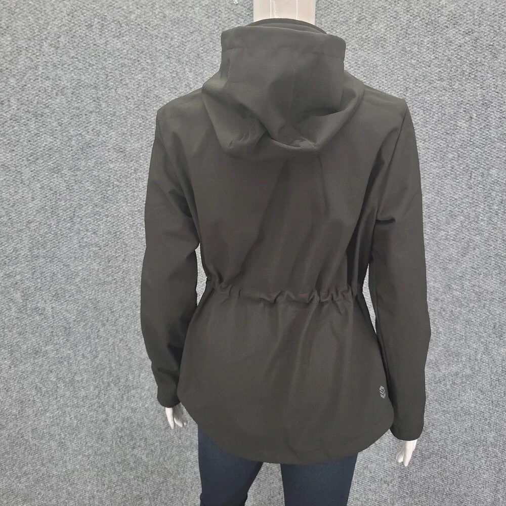 Free Country Womens Black Softshell Hooded Jacket Zip Pockets Size S 4/6